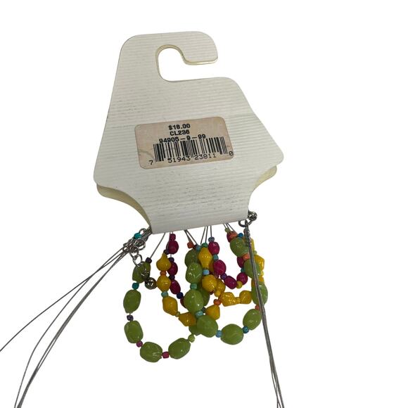 NWT Y2K Hannah Multicolor Beaded Layered Wire Strand Necklace + Earring Set - Picture 5 of 5